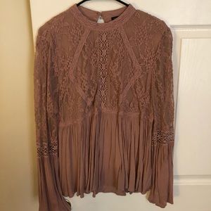 American Eagle Blush Long Sleeve Boho Top